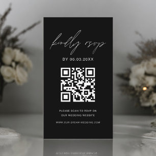 Budget QR Code Minimalist RSVP Wedding Website Enclosure Card