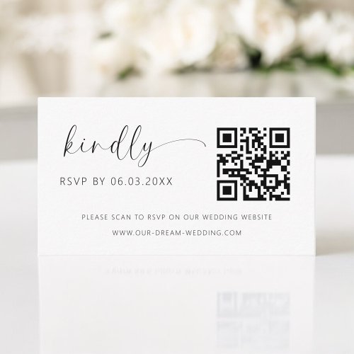 Budget QR Code Minimalist RSVP Wedding Website Enclosure Card