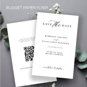 Budget QR code minimalist wedding save the date Flyer
