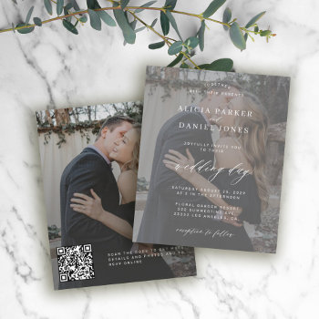 Budget Qr Code Modern Photo Wedding Invitation by invitations_kits at Zazzle