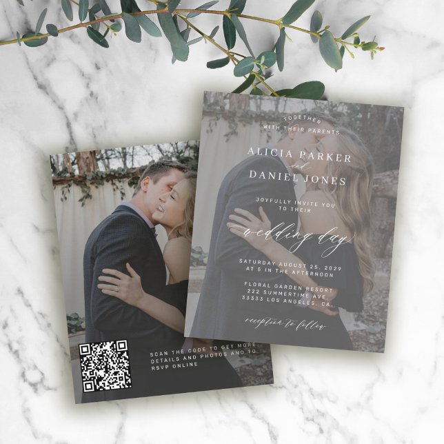 Budget QR CODE modern photo wedding invitation (Creator Uploaded)