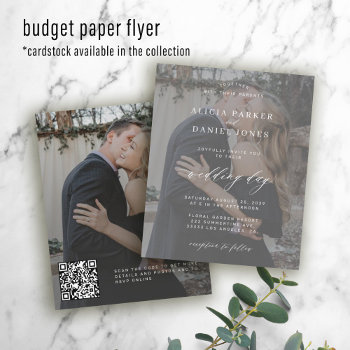 Budget Qr Code Modern Photo Wedding Invitation Flyer by invitations_kits at Zazzle