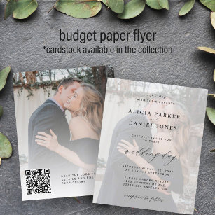Budget QR CODE modern photo wedding invitation Flyer