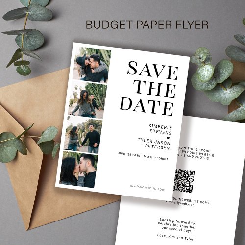 Budget QR CODE multi photo wedding save the date Flyer