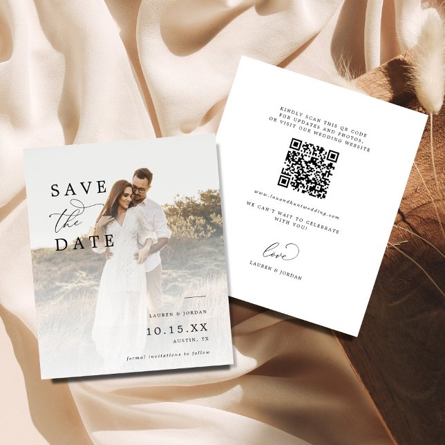 Budget Qr Code Photo Elegant Calligraphy Wedding Flyer (Creator Uploaded)