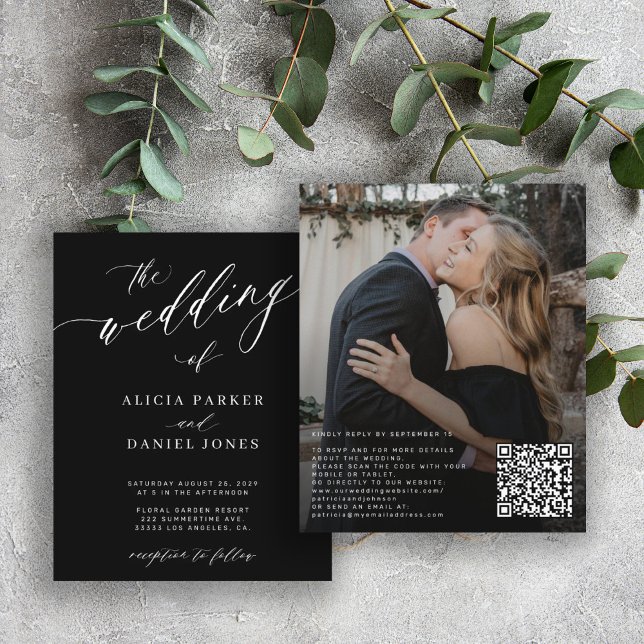 Budget QR code photo modern wedding Invitation (Creator Uploaded)