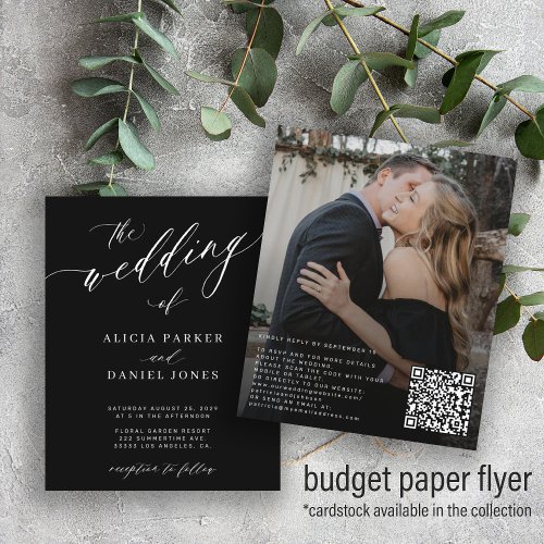Budget QR code photo modern wedding Invitation Flyer
