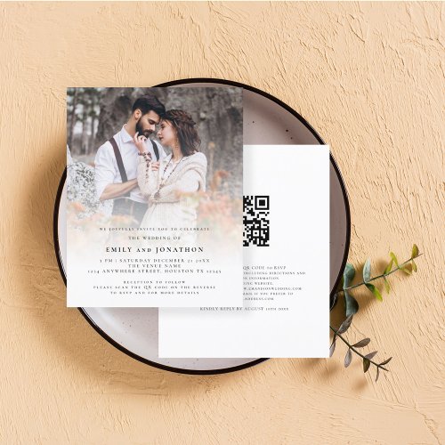 Budget QR Code Photo Overlay Wedding Invite