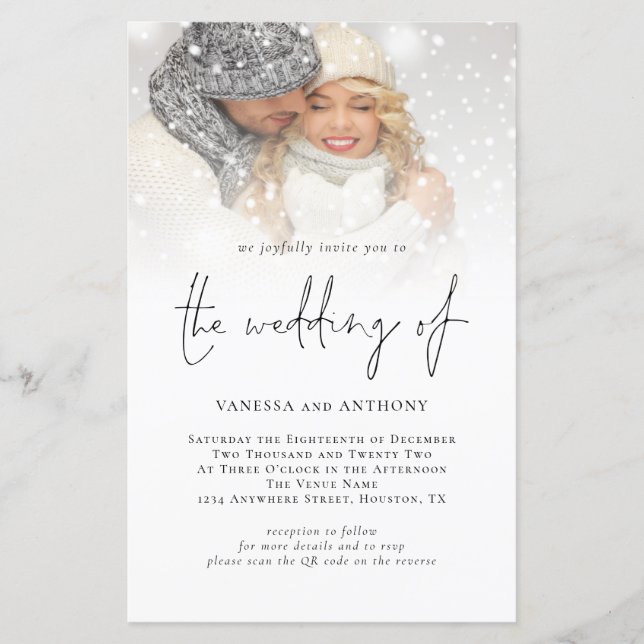 Budget QR Code Photo Wedding Invitation (Front)