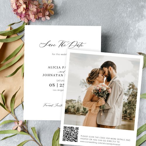 Budget QR code photo wedding save the date