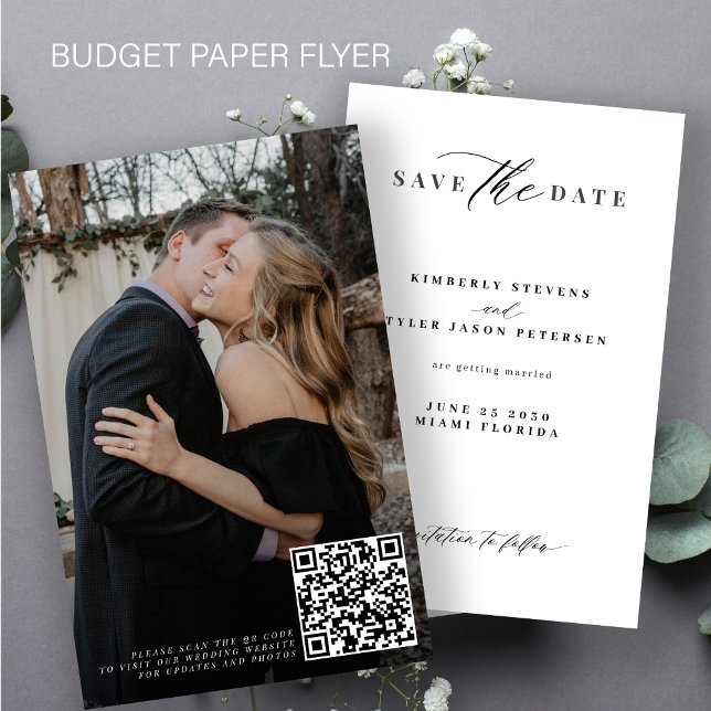 Budget QR code photo wedding save the date Flyer (Creator Uploaded)