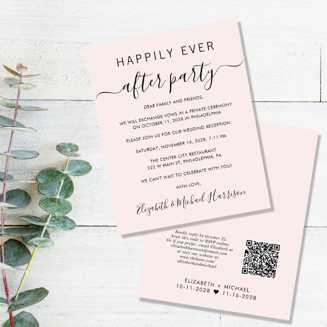 Budget QR Code Pink Wedding ReceptIon Invitation (Creator Uploaded)