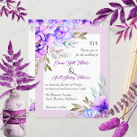 Budget Qr Code Purple Flowers Wedding Invitation at Zazzle