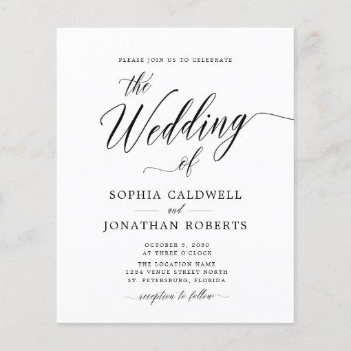 Budget QR Code RSVP Calligraphy Wedding Invitation | Zazzle