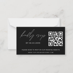 Budget QR Code RSVP Minimalist Wedding Website Note Card