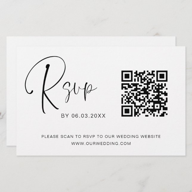 Budget QR Code RSVP Wedding Website (Front/Back)