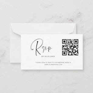 Budget QR Code RSVP Wedding Website Note Card