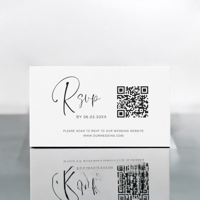 Budget QR Code RSVP Wedding Website Note Card (Creator Uploaded)