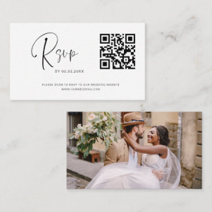 Budget QR Code RSVP Wedding Website Photo  Note Card
