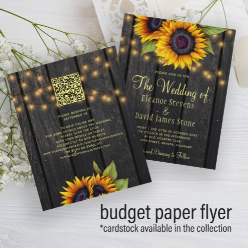 Budget QR code rustic elegant wedding Invitation Flyer
