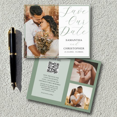 Budget QR Code Save Our Date Sage Green 