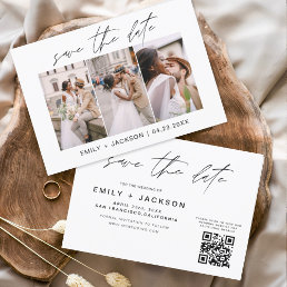 Budget QR Code - Save the Date  Modern 3 Photo Flyer