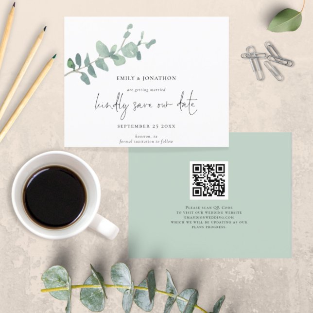 Budget QR Code Script Eucalyptus Save The Date (Creator Uploaded)