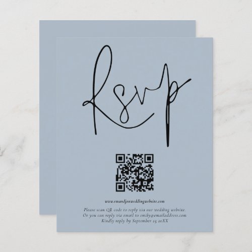 Budget QR Code Script Wedding Dusty Blue RSVP