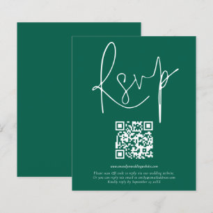 Budget QR Code Script Wedding Emerald RSVP