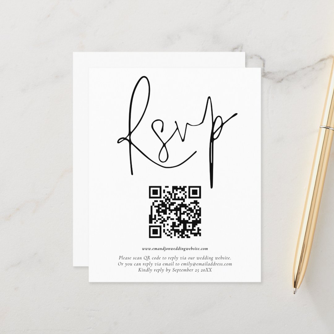 Budget Qr Code Script Wedding Rsvp Zazzle