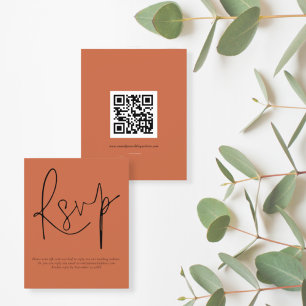 Budget QR Code Script Wedding Terracotta RSVP