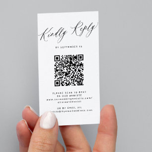 Budget QR code simple minimalist wedding RSVP Enclosure Card