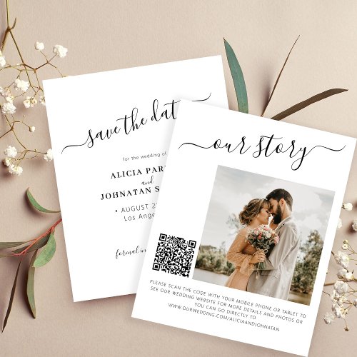 Budget QR code simple photo wedding save the date