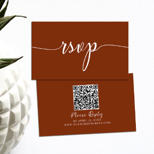 Budget QR Code Terracotta Simple RSVP Card
