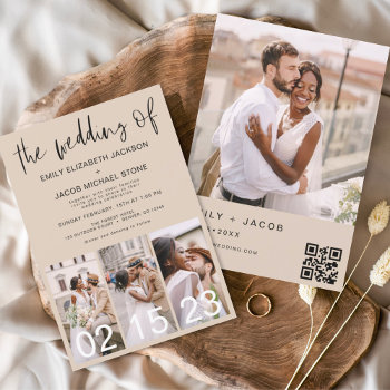 Budget Qr Code Terracotta Wedding Invitation Flyer by Hot_Foil_Creations at Zazzle