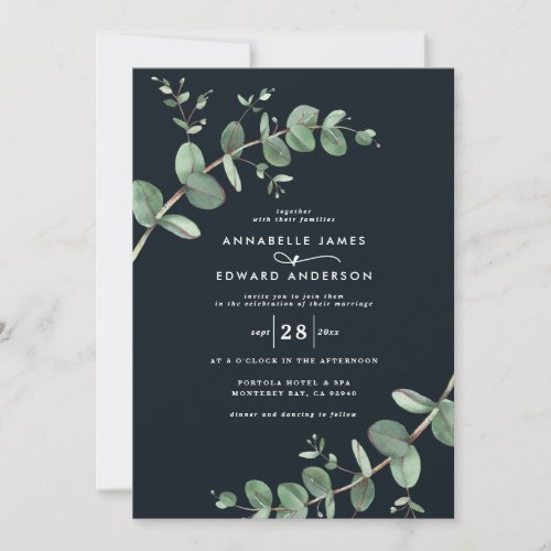Budget QR code Watercolor Eucalyptus botanical Inv Invitation