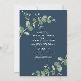 Budget QR code Watercolor Eucalyptus botanical Invitation