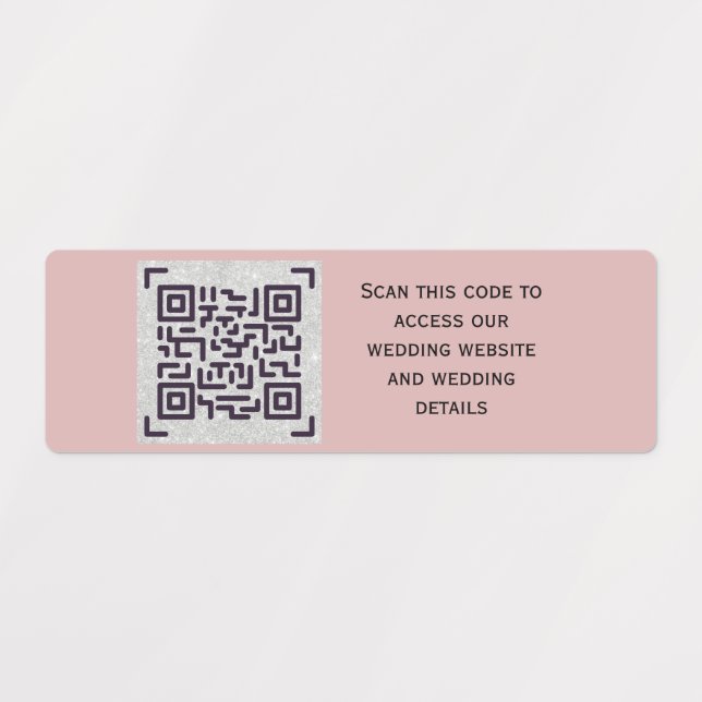 Budget QR Code Website RSVP Hotel Wedding Details  Labels (Design 1)