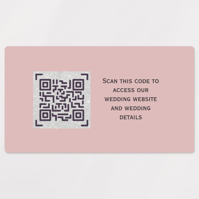 Budget QR Code Website RSVP Hotel Wedding Details  Labels (Design 1)