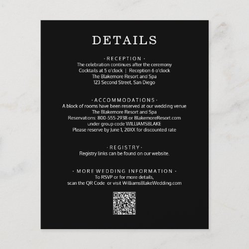 Budget QR Code Wedding Details Black and White  Flyer