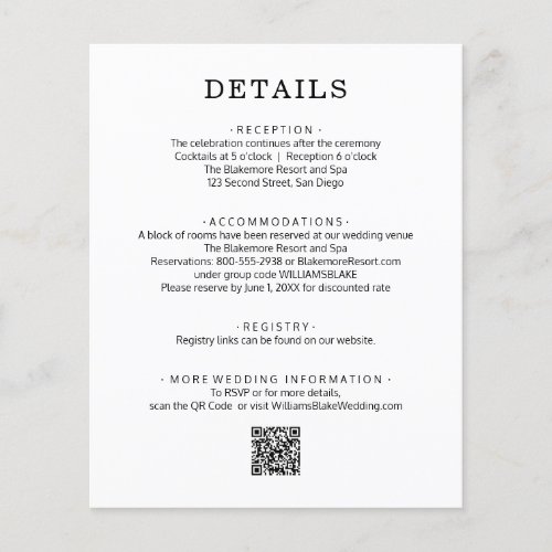 Budget QR Code Wedding Details Flyer