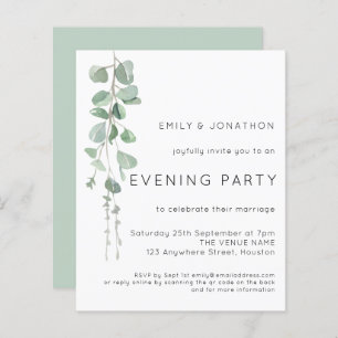 Budget QR Eucalyptus Wedding Evening Party Invite