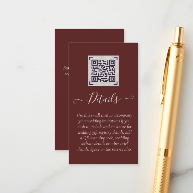 BUDGET QR SCANNING CODE Event Details Enclosures   Enclosure Card (Front/Back In Situ)