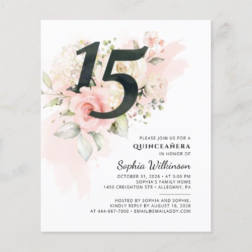 Budget Quinceanera 15th Birthday Floral Botanical
