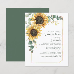 Budget Quinceanera 15th Birthday Floral Invitation