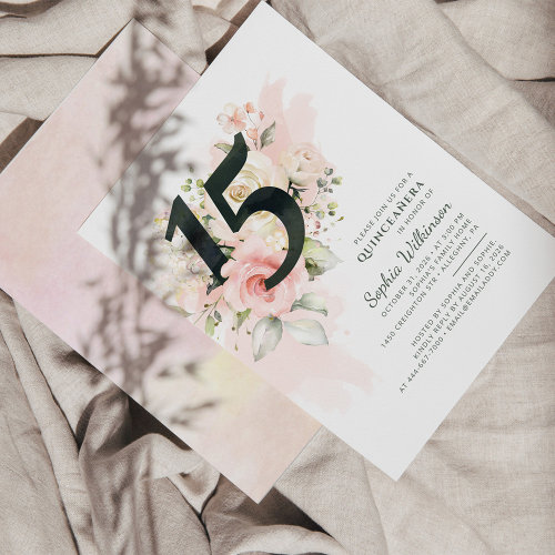Budget Quinceanera 15th Birthday Floral Invitation