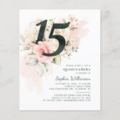 Budget Quinceanera 15th Birthday Floral Invitation (Front)