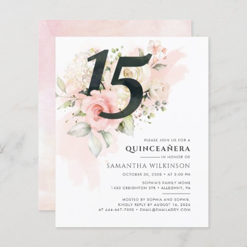 Budget Quinceanera 15th Birthday Party Invitation