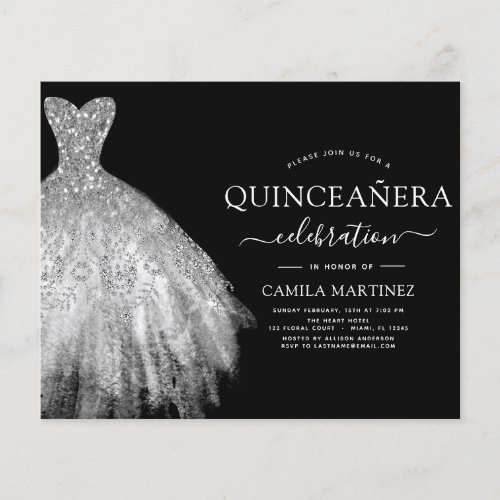 Budget Quinceanera Black and Silver Glitter