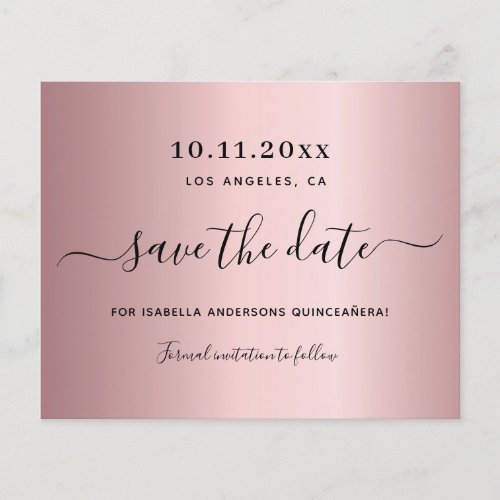 Budget Quinceanera blush pink dusty save the date